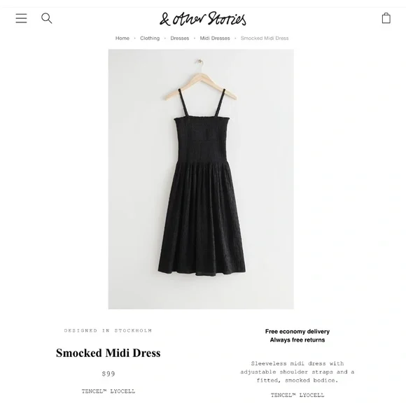 knee length dresses for ladies & OTHER STORIES BLACK FINE STRAP MIDI DRESS SIZE 14 – Whispers Dress Agency